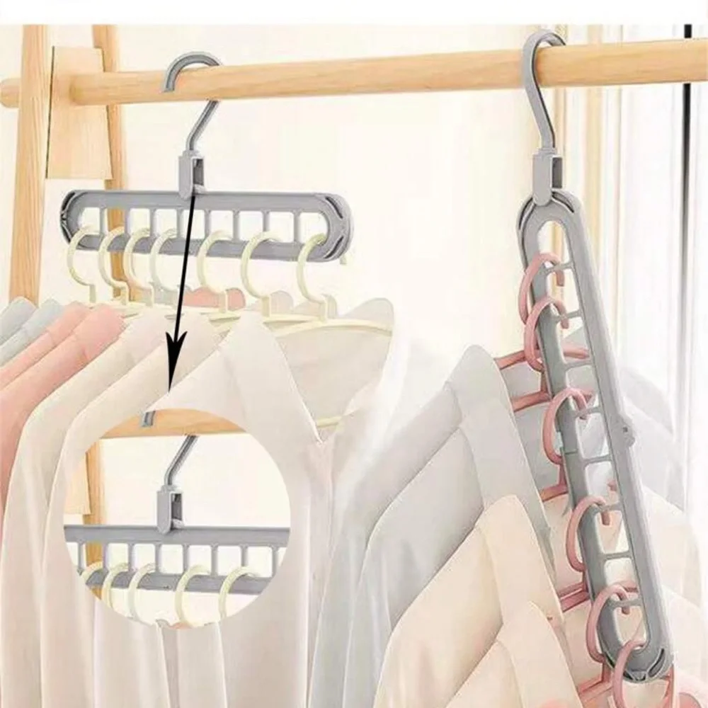 4pc 9-Hole Foldable & Rotatable & Multifunctional Magic Clothes Hanger